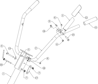 Handle Diagram and Parts List for FT24 (21B34M8710)(2019) Cub Cadet Tiller